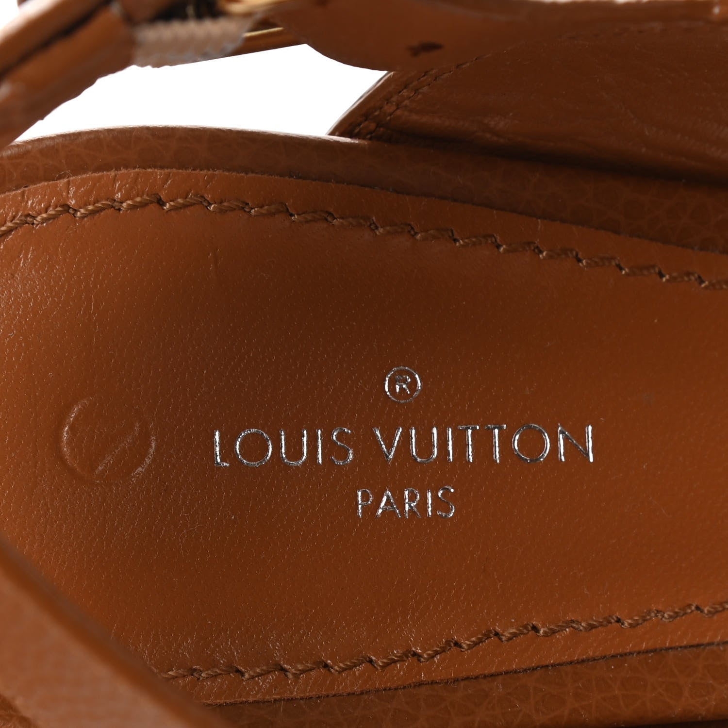 Louis Vuitton Grained Calfskin Horizon Sandals 38.5 Cognac Brown 7 of 7