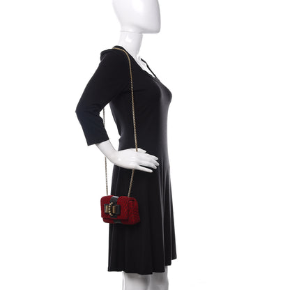 Christian Louboutin Velvet Patent Spikes Mini Sweety Charity Crossbody Bag Red Black 2 of 11
