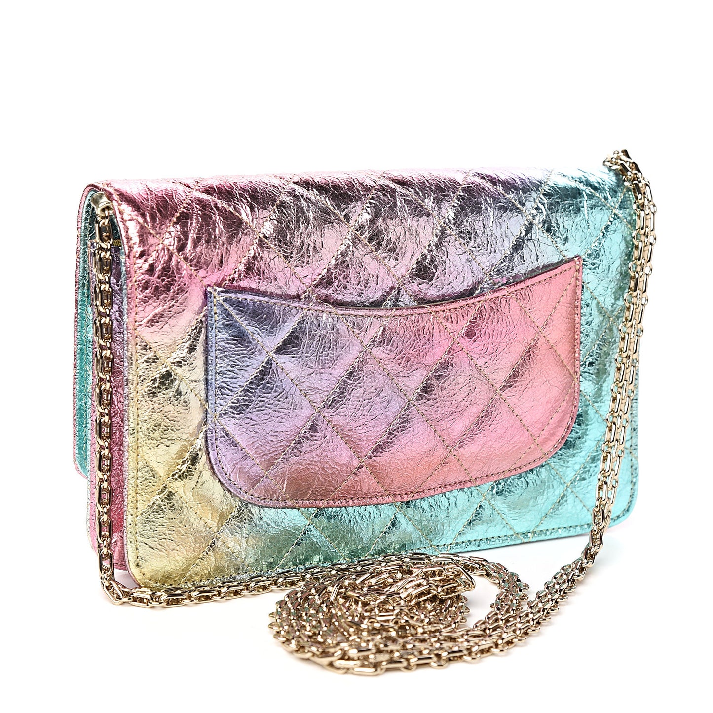 Metallic Goatskin Quilted 2.55 Reissue Wallet on Chain WOC Multicolor