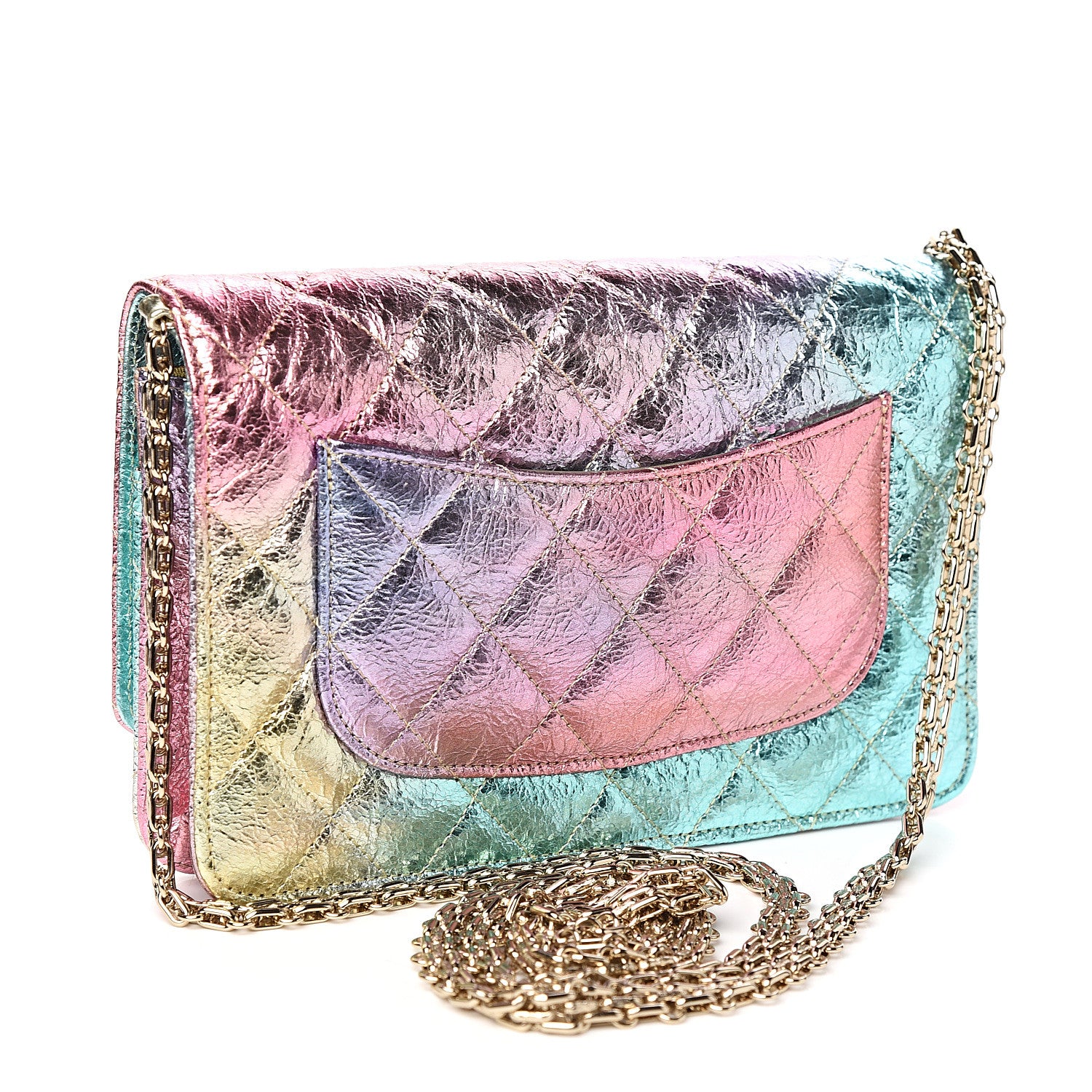 Chanel Metallic Goatskin Quilted 2.55 Reissue Wallet on Chain WOC Multicolor 2 of 10