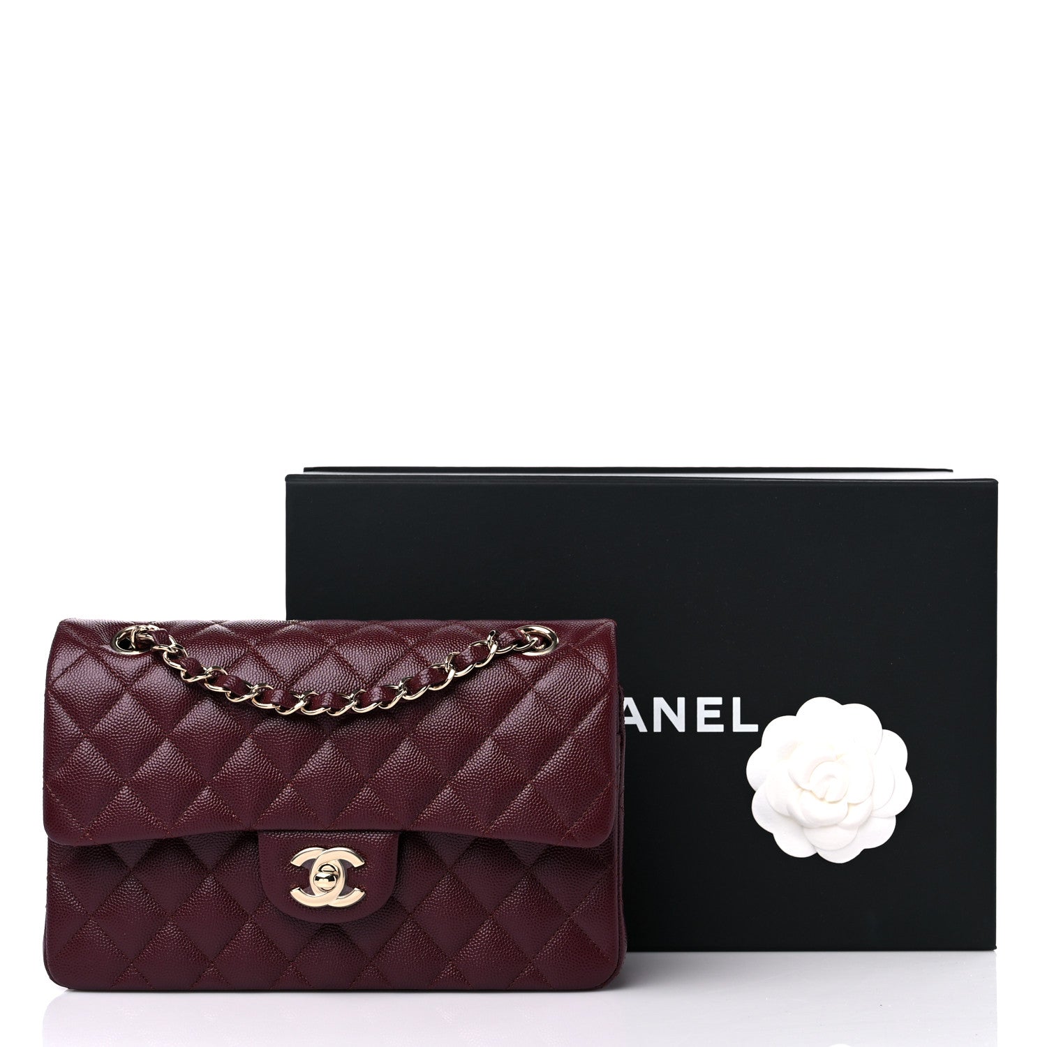Chanel Caviar Quilted Small Double Flap Burgundy 10 of 10