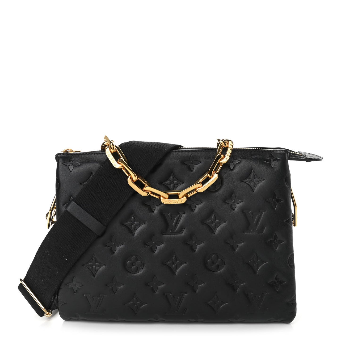 Lambskin Embossed Monogram Coussin PM Black