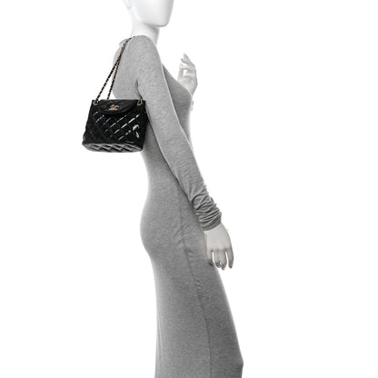 Chanel Patent Quilted Shiny Coco Small Flap Hobo Black 2 of 12