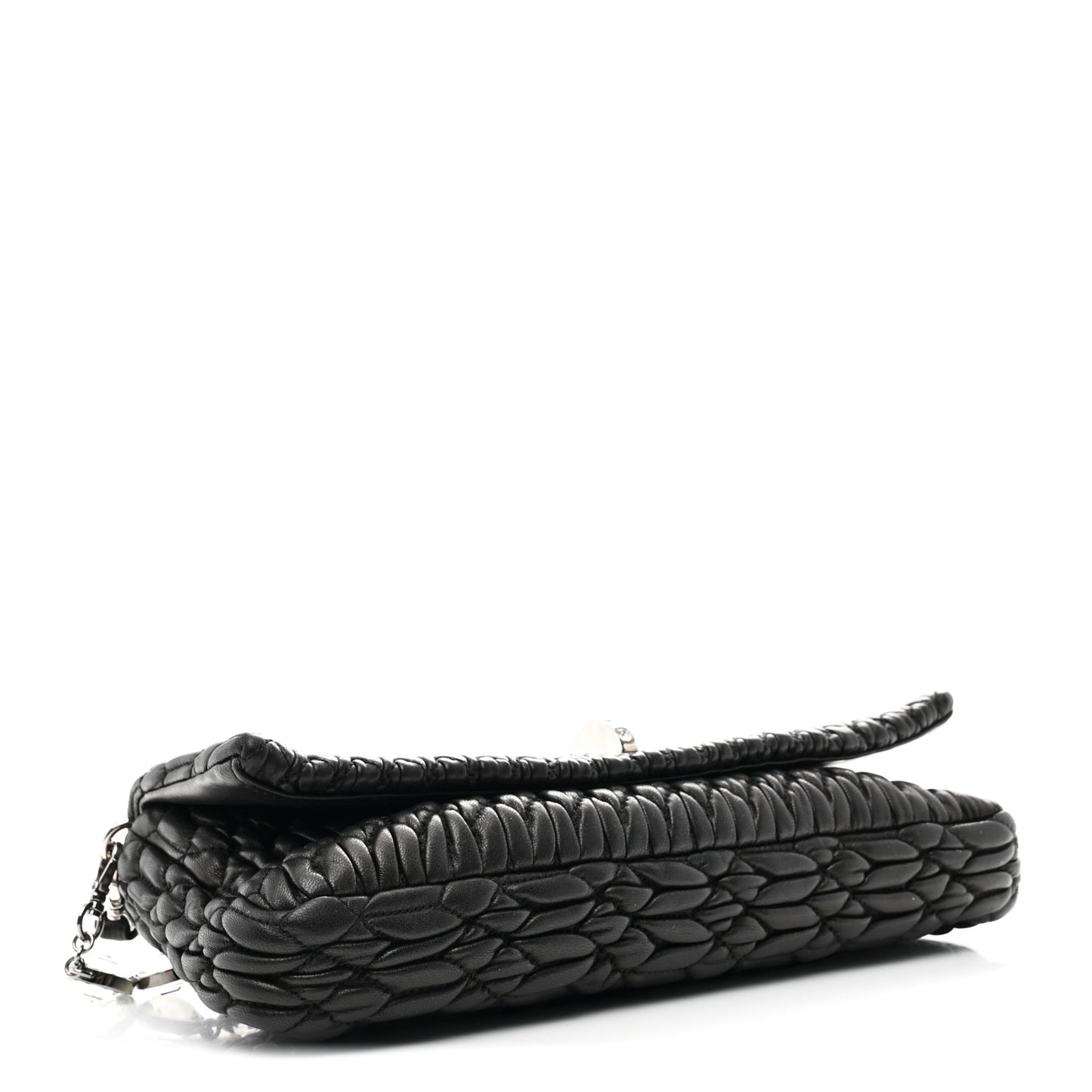 Nappa Matelasse Crystal Flap Clutch Black