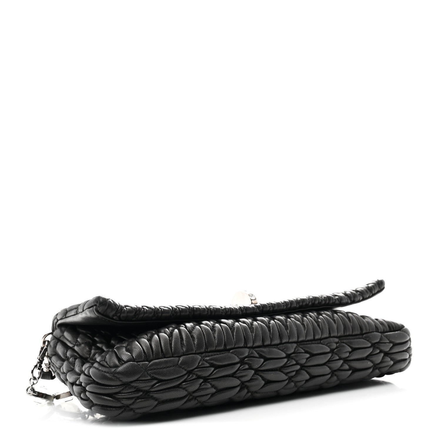 Miu Miu Nappa Matelasse Crystal Flap Clutch Black 4 of 10