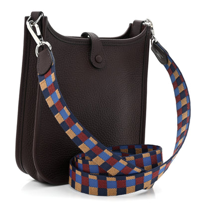 Hermes Taurillon Clemence Maxi Quadrille Evelyne TPM Rouge Sellier Bleu Bill Biscuit Rouge H 3 of 9