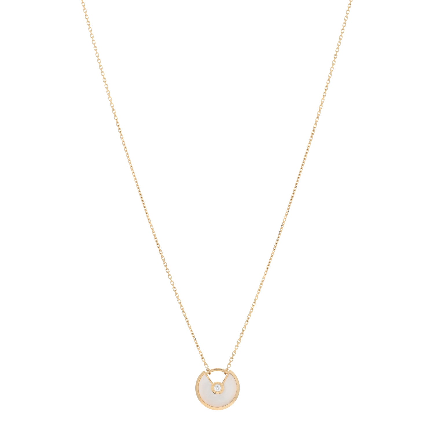 Cartier 18K Yellow Gold Diamond Mother of Pearl XS Amulette de Cartier Pendant Necklace 1 of 4
