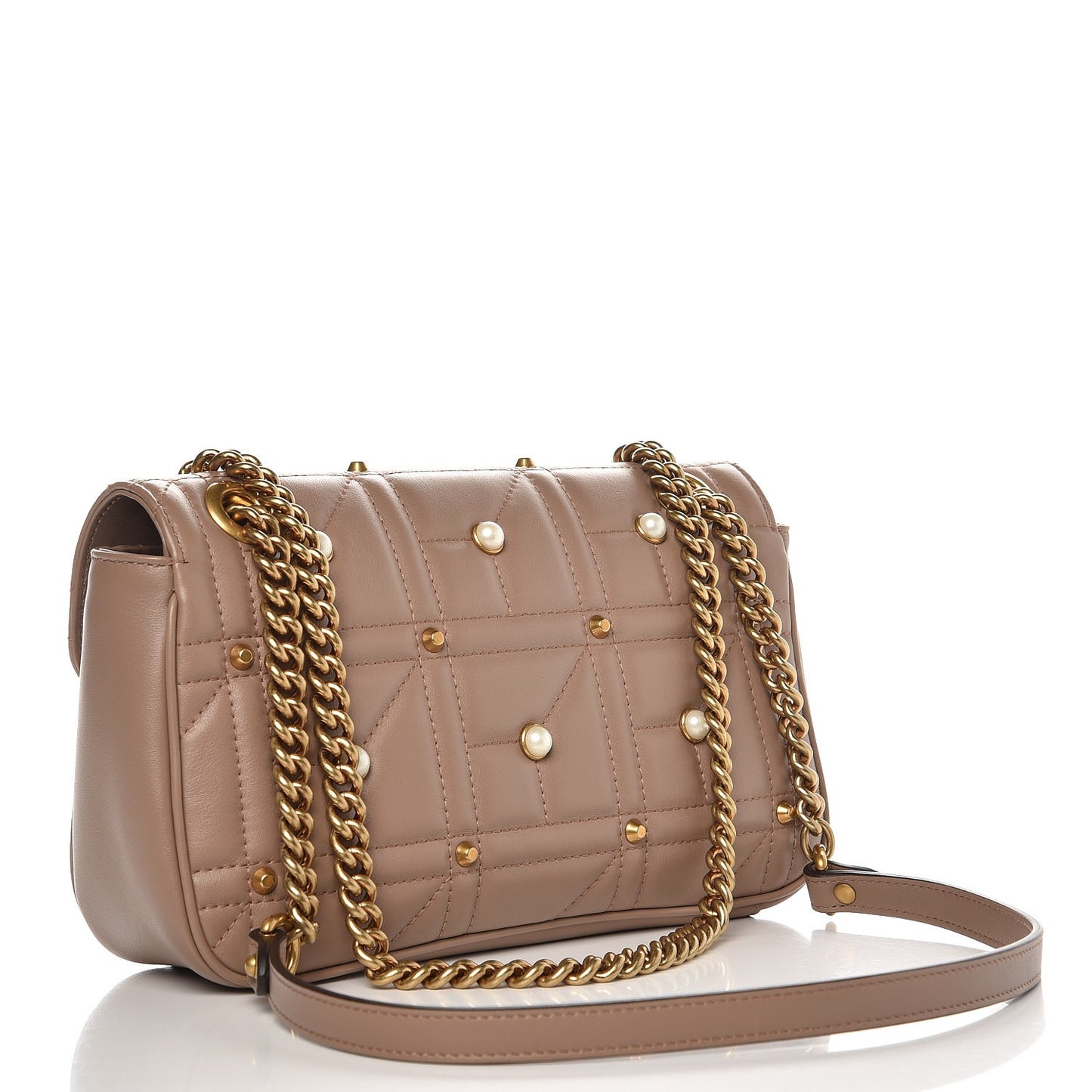 Calfskin Matelasse Studded Mini Pearly GG Marmont Shoulder Bag Porcelain Rose