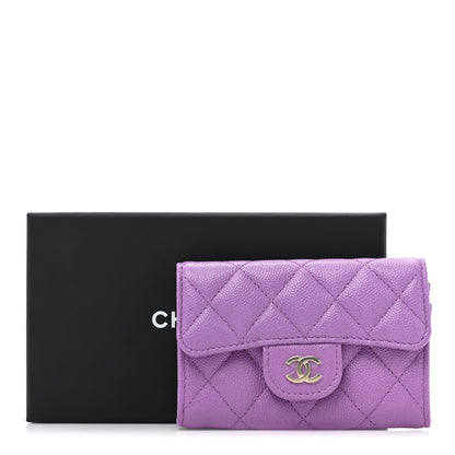 Chanel Caviar Quilted Flap Card Holder Wallet Purple 11 of 11
