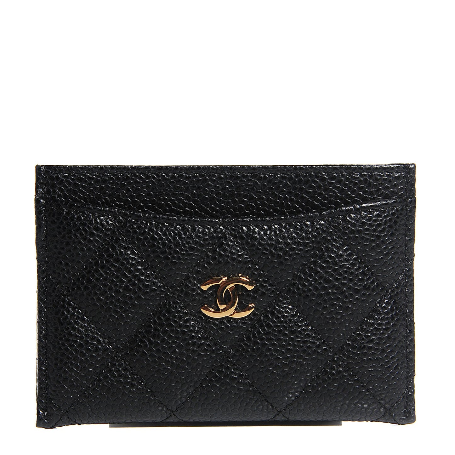 Caviar Quilted Card Holder Black