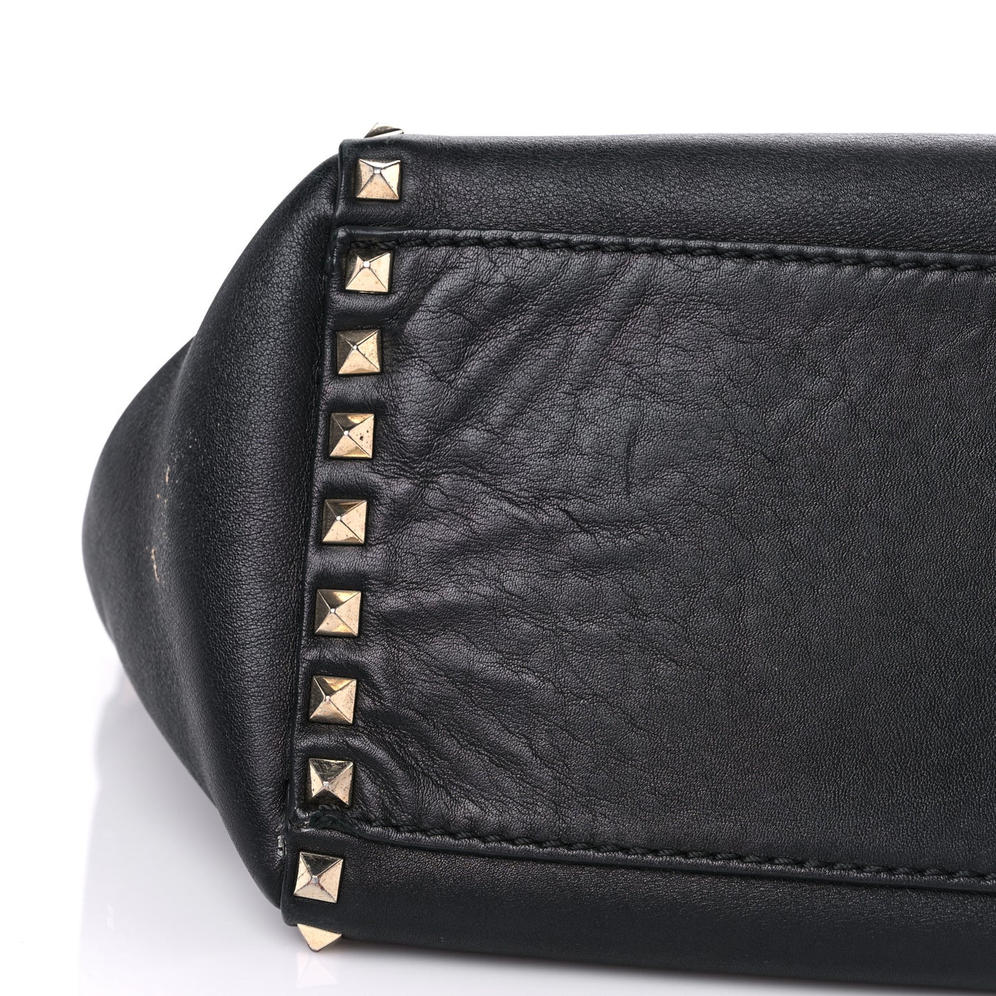 Vitello Rockstud Double Handle Tote Black