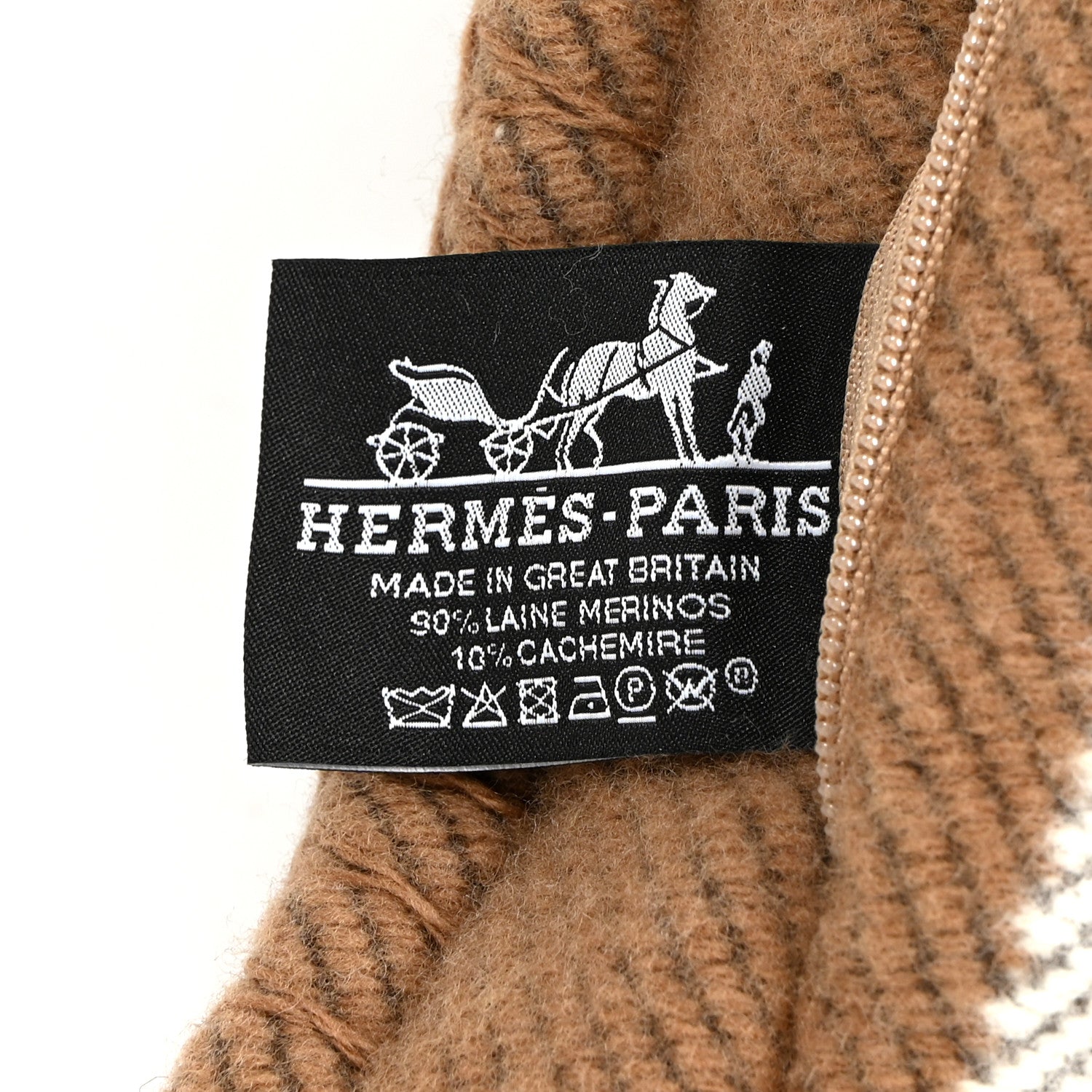 Hermes Wool Cashmere Avalon Pillow PM Ecru Camel 3 of 3