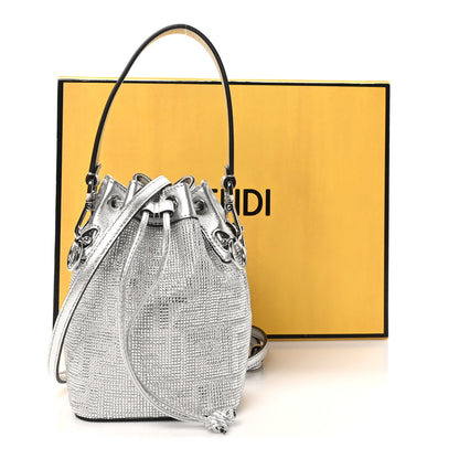 Fendi Crystal Vitello Laminato FF Mini Mon Tresor Bucket Bag Crystal Argento 11 of 11