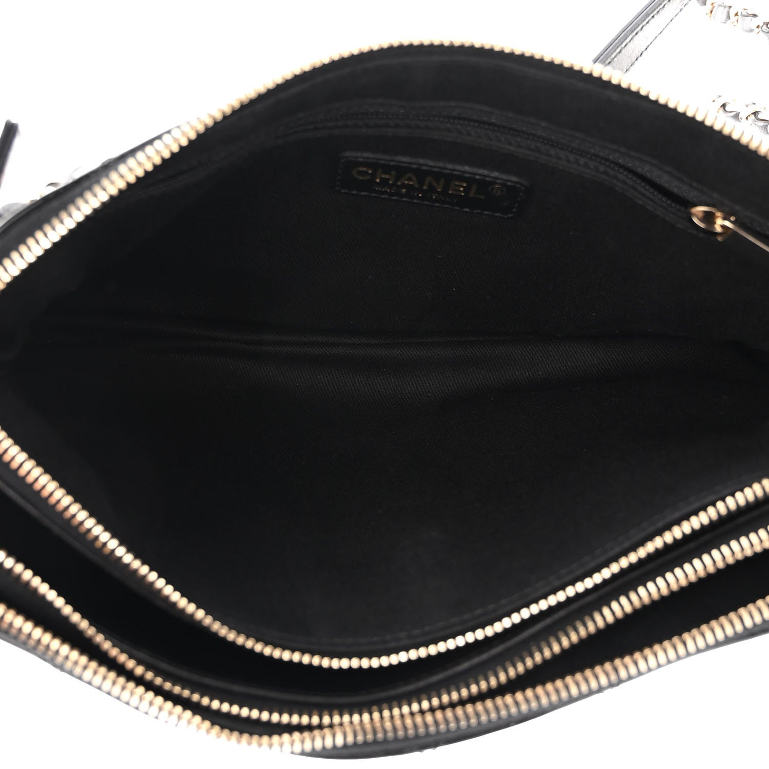 Chanel Patent Quilted Crown CC Double Zip Bag Black 7 of 12