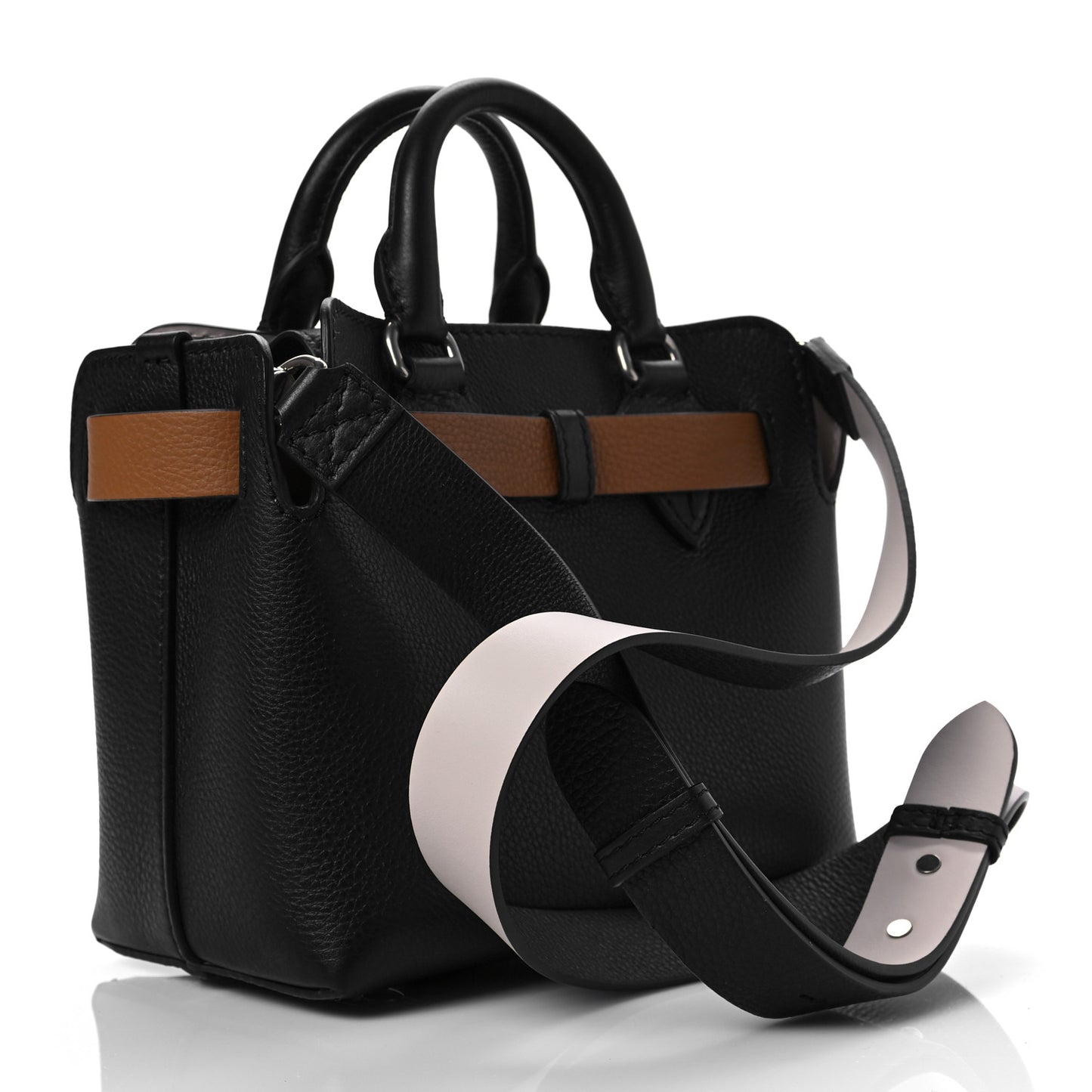 Grainy Calfskin Triple Stud Mini Belt Bag Black Tan