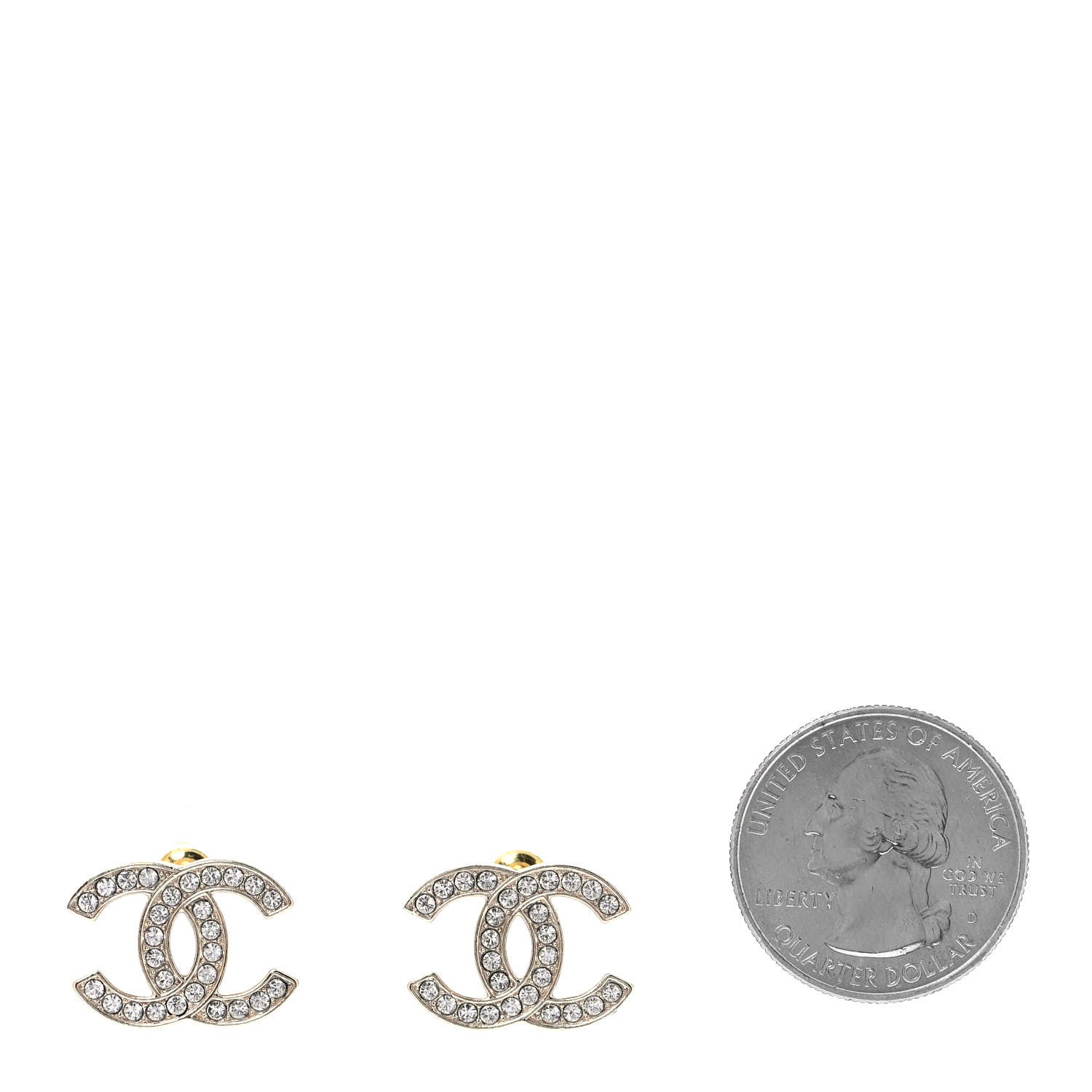 Chanel Crystal CC Earrings Gold 2 of 4