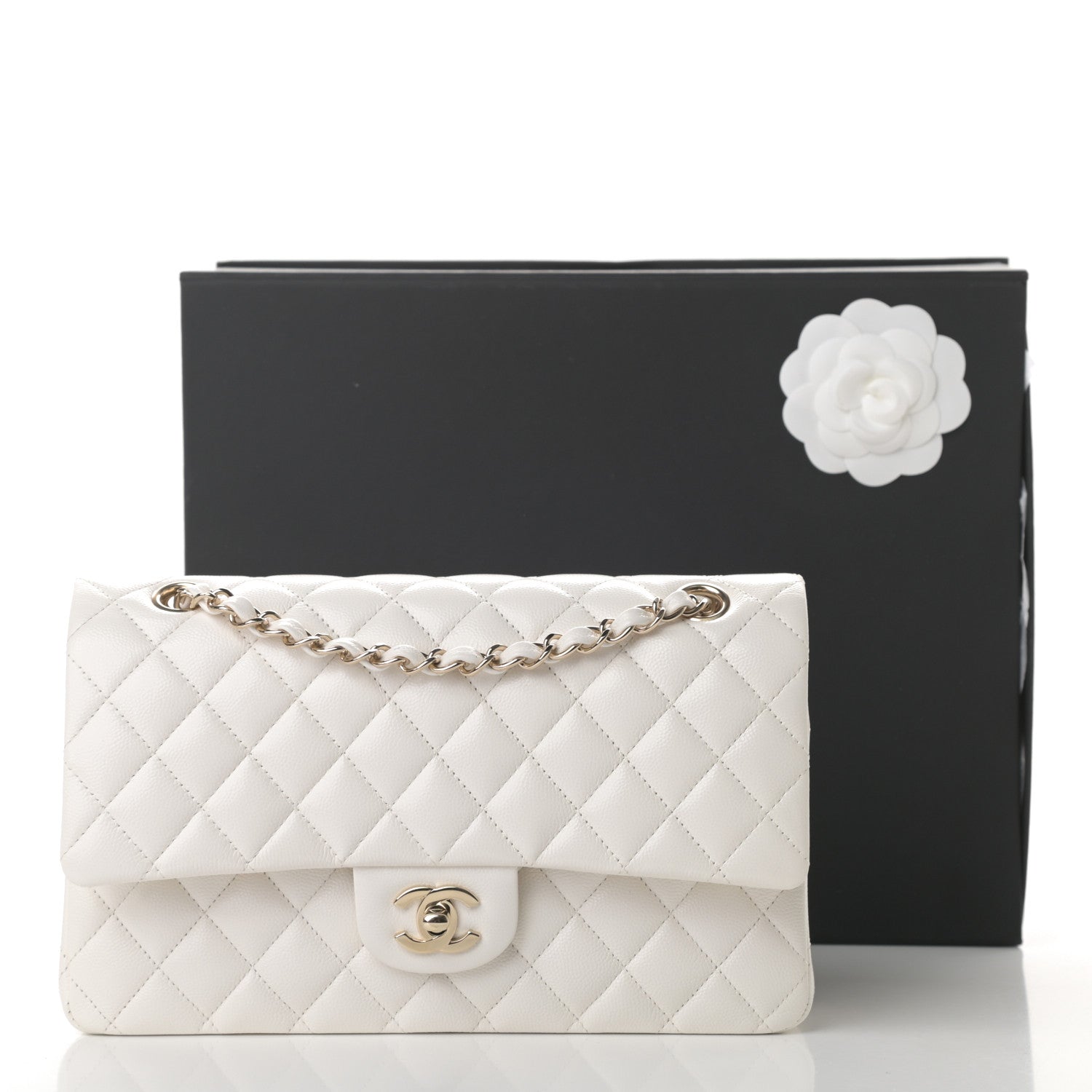 Chanel Caviar Quilted Medium Double Flap White 11 of 11