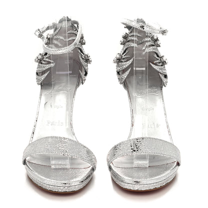 Christian Louboutin Strass Suede Patent Loubi Vega 120 Sandals 37 Silver 2 of 7