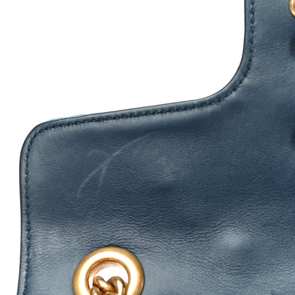 Gucci Denim Matelasse Pearl Studded Mini GG Marmont Shoulder Bag Blue 12 of 15