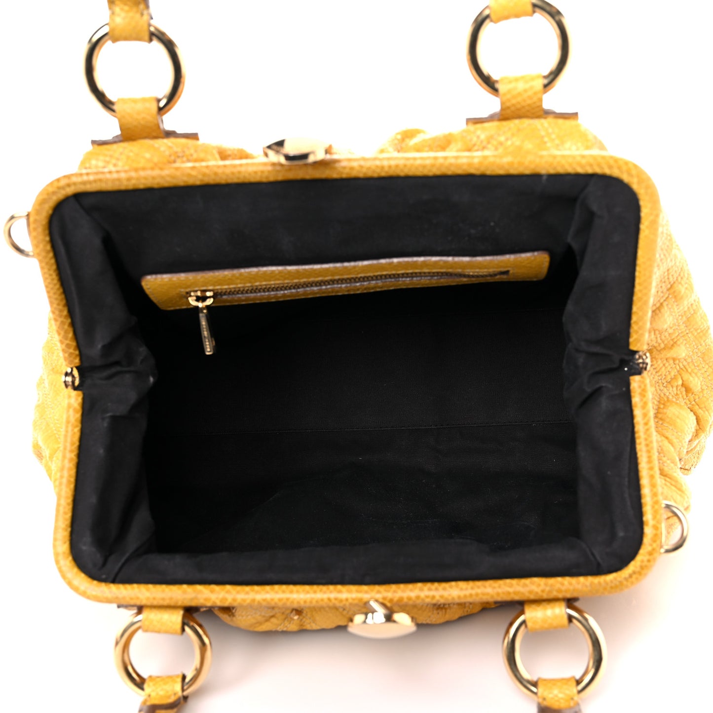 Python Embossed Calfskin Quilted Studded Stam Yellow