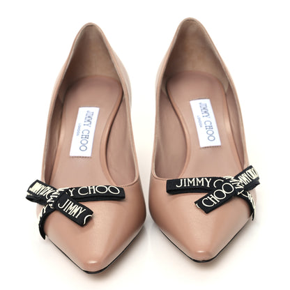 Jimmy Choo Nappa Pointy Toe Romy 60 Bow Pumps 38 Ballet Pink 3 of 9