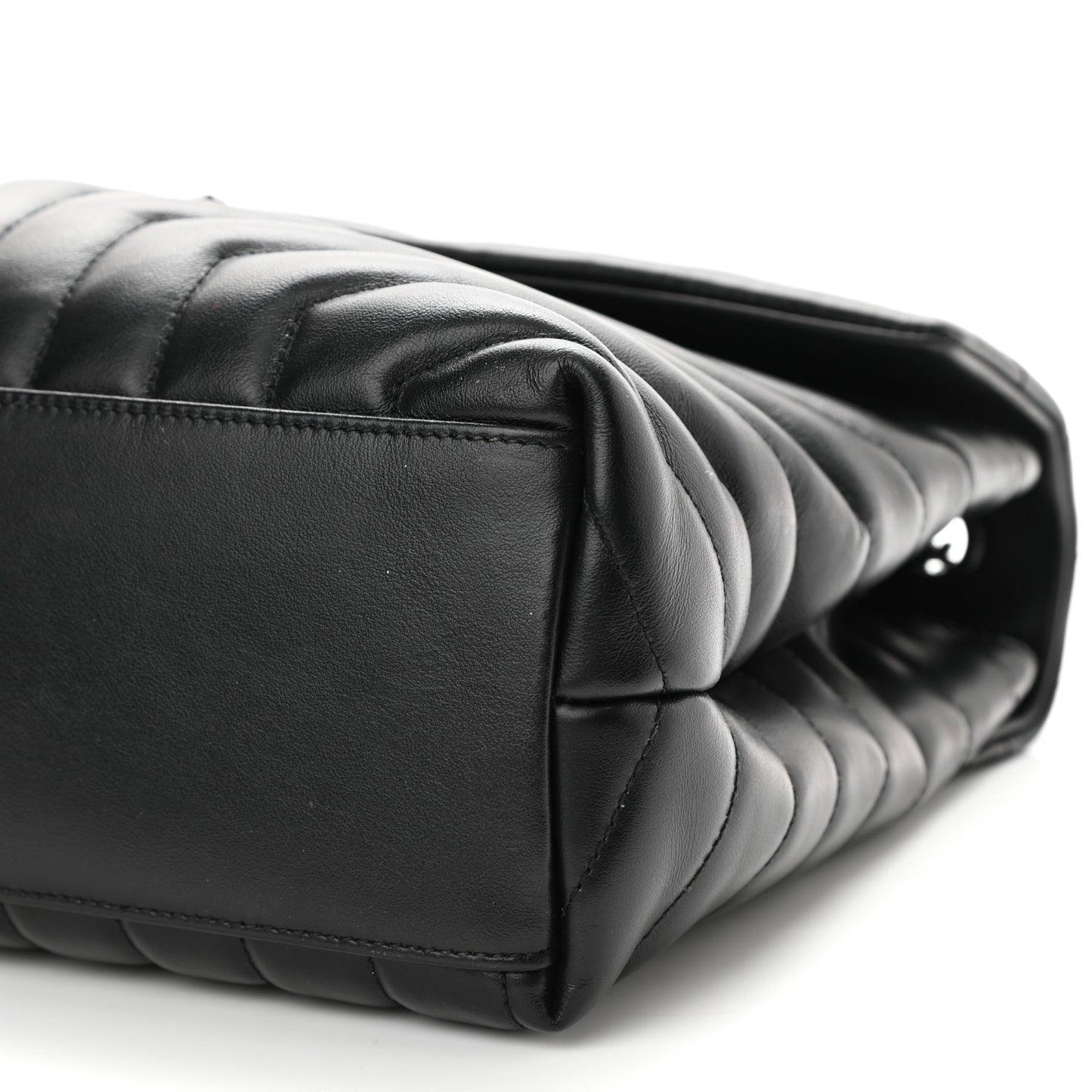 Calfskin Y Quilted Monogram Medium Loulou Chain Satchel Black