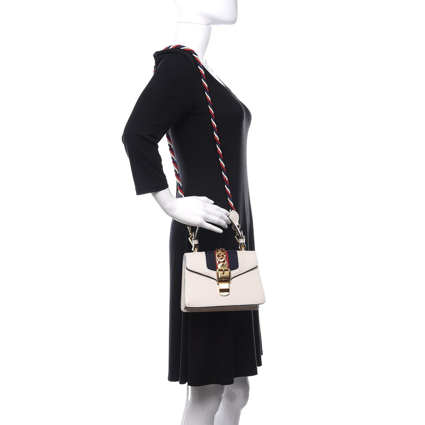 Calfskin Mini Sylvie Top Handle Bag White