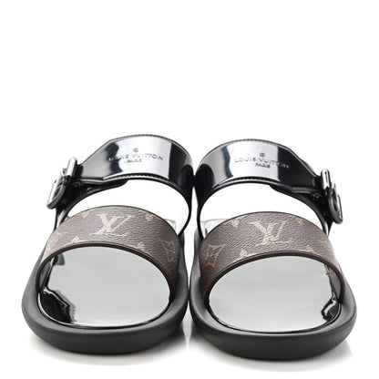 Louis Vuitton Monogram Sunbath Flat Mule Sandals 37 Black 2 of 8