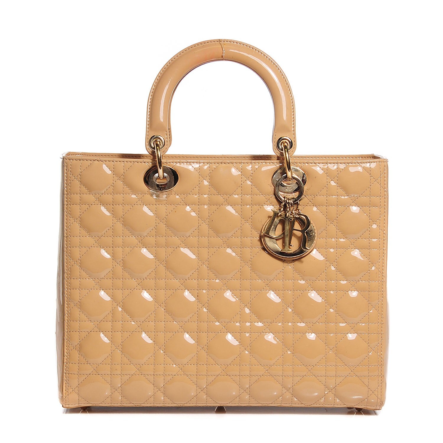 Christian Dior Patent Cannage Large Lady Dior Beige 1 of 8