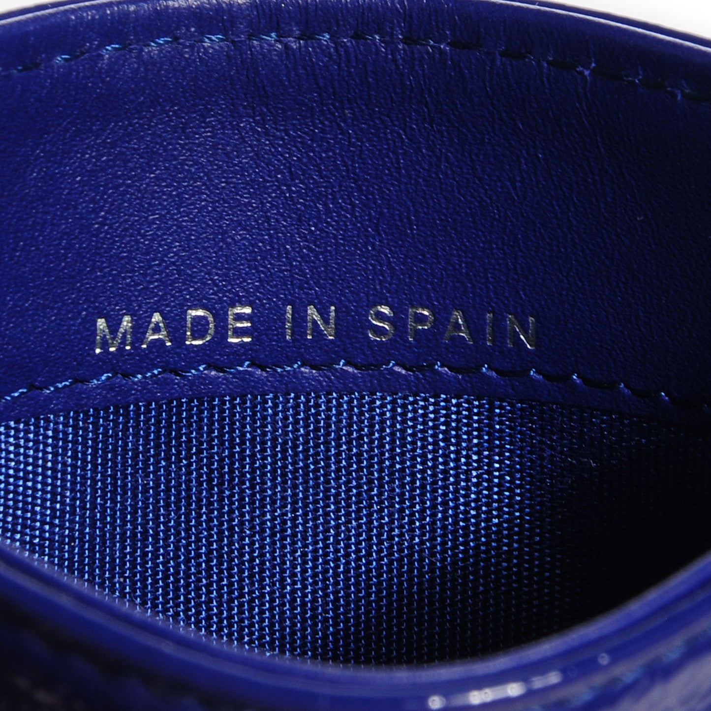 Patent Grained Calfskin CC Card Holder Blue