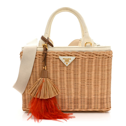 Prada Wicker Canvas Tote  Naturale  White 1 of 31