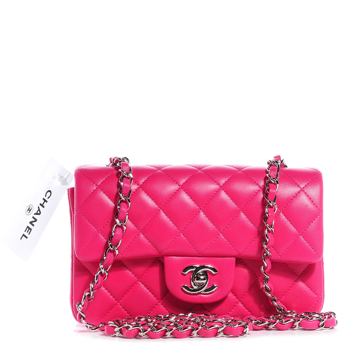 Lambskin Quilted Mini Flap Dark Pink