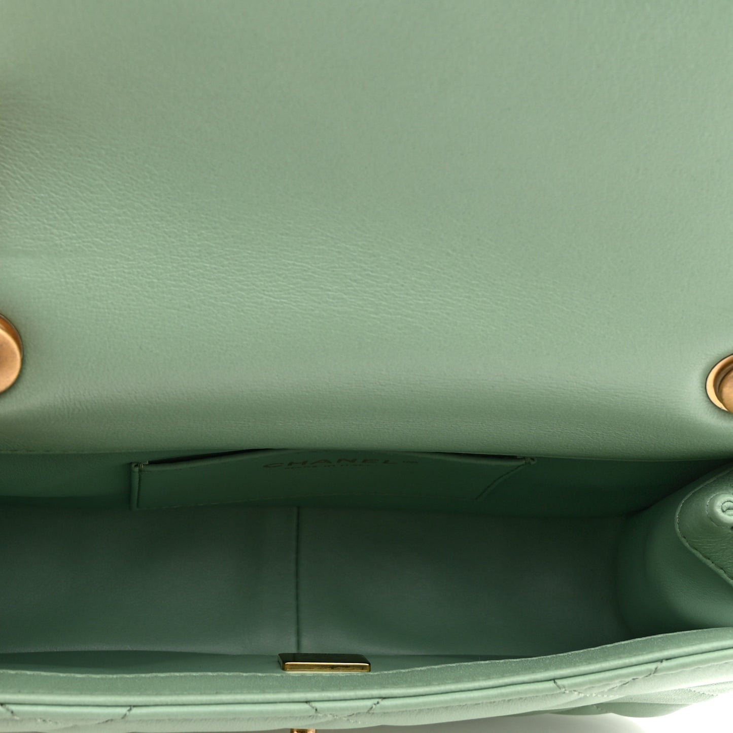 Lambskin Quilted Pearl Small Flap Light Green