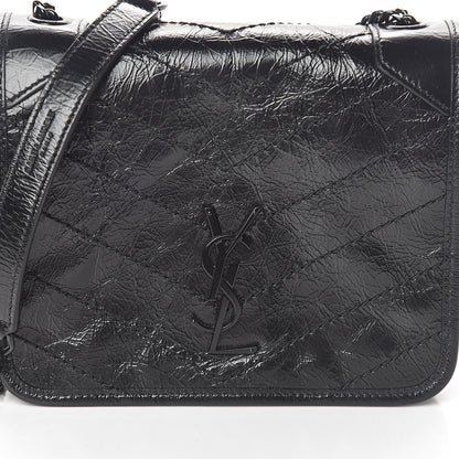 Saint Laurent Crinkled Calfskin Matelasse Monogram Niki Chain Wallet Black 7 of 9