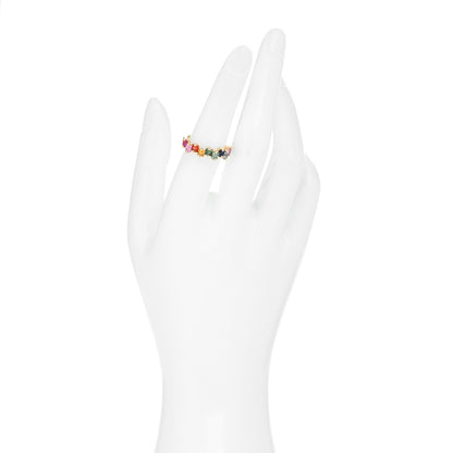 Suzanne Kalan 18K Yellow Gold Sapphire Rainbow Half Band Ring 53 6.5 2 of 7