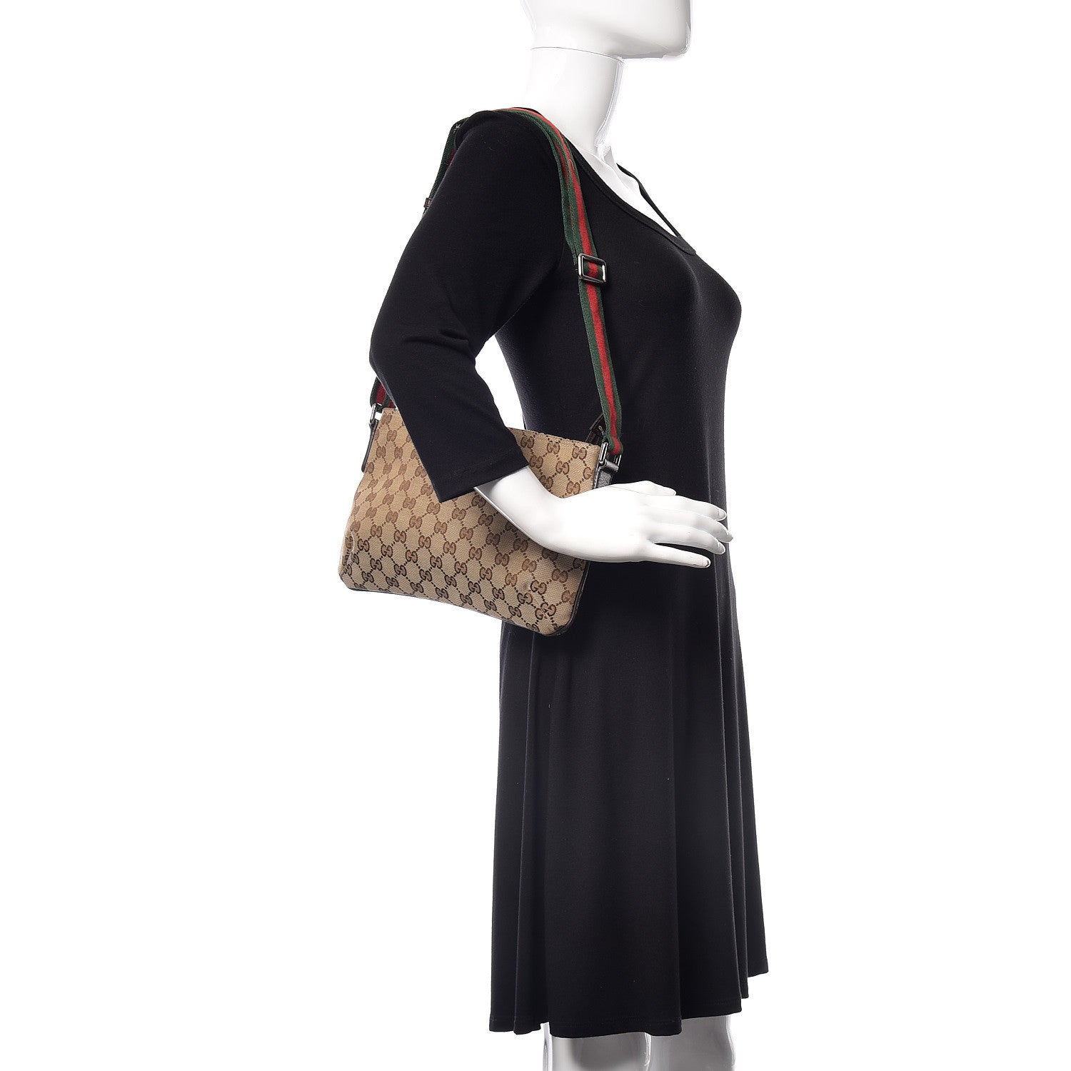 Gucci Monogram Web Small Flat Messenger Crossbody Dark Brown 2 of 10
