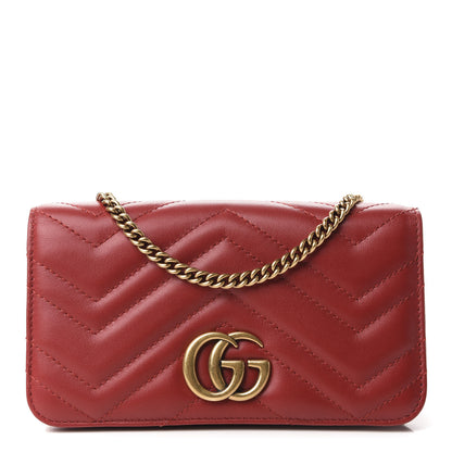 Gucci Calfskin Matelasse GG Marmont Mini Bag Hibiscus Red 1 of 9