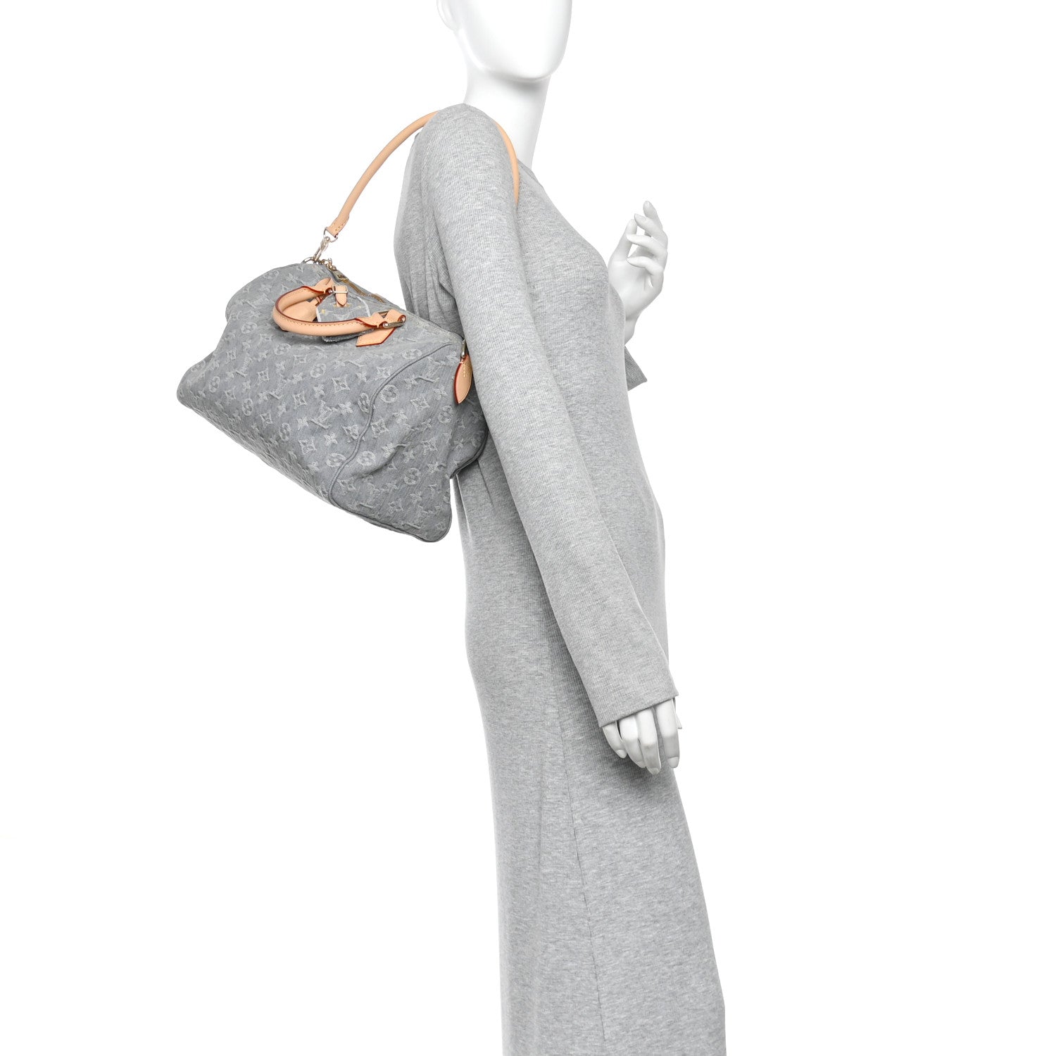Louis Vuitton Monogram Denim Speedy Soft 30 Washed Gray 2 of 9