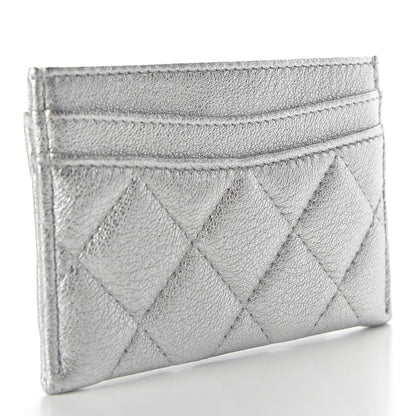 Chanel Metallic Lambskin Quilted Card Holder Silver 3 of 9