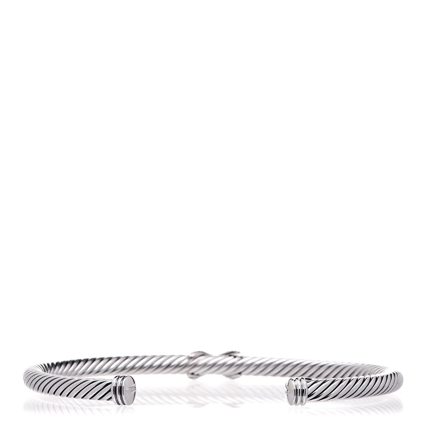 David Yurman Sterling Silver Diamond 4mm X Cable Bracelet 3 of 4