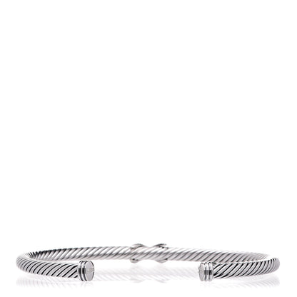 David Yurman Sterling Silver Diamond 4mm X Cable Bracelet 3 of 4