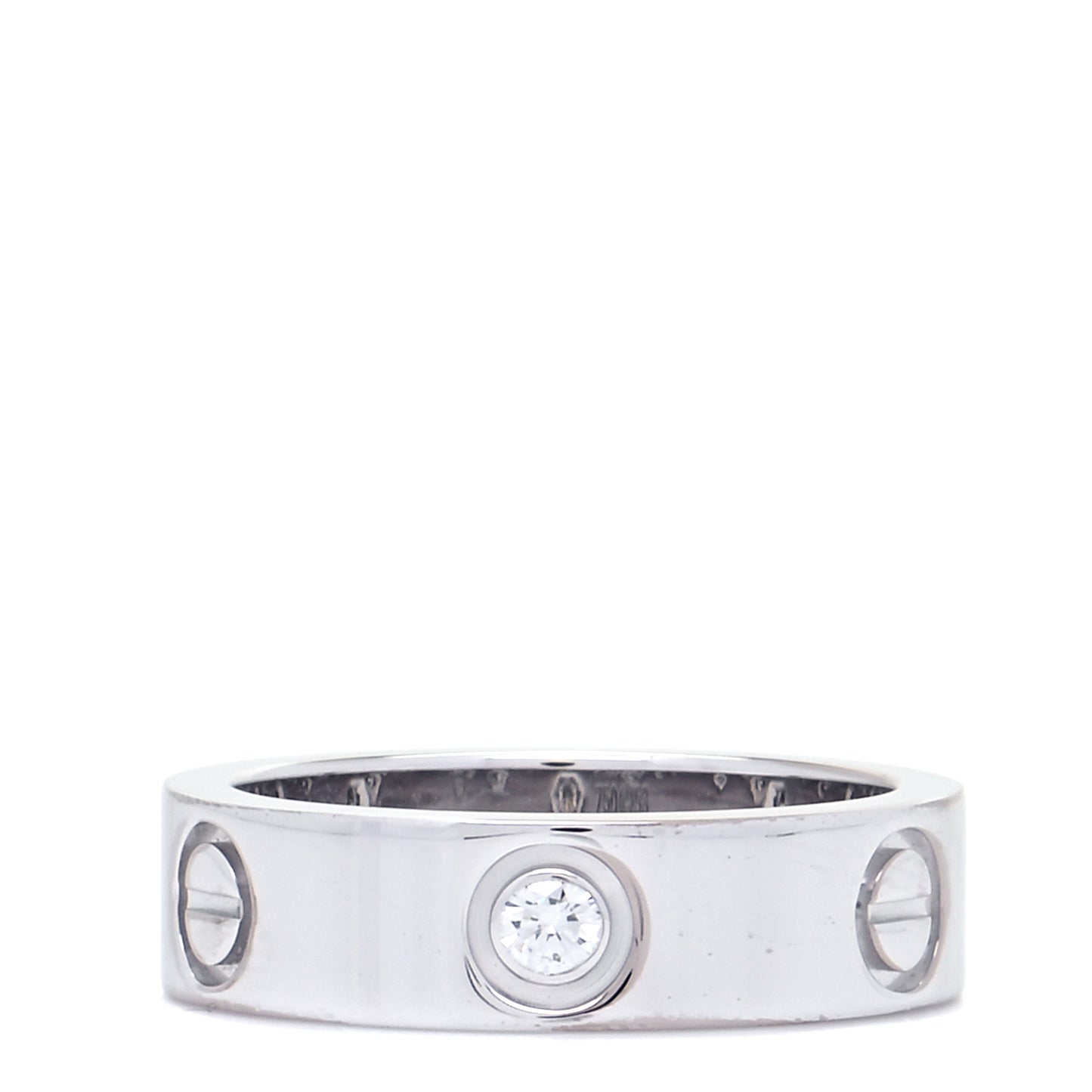18K White Gold 3 Diamond 5.5mm LOVE Ring 53 6.5