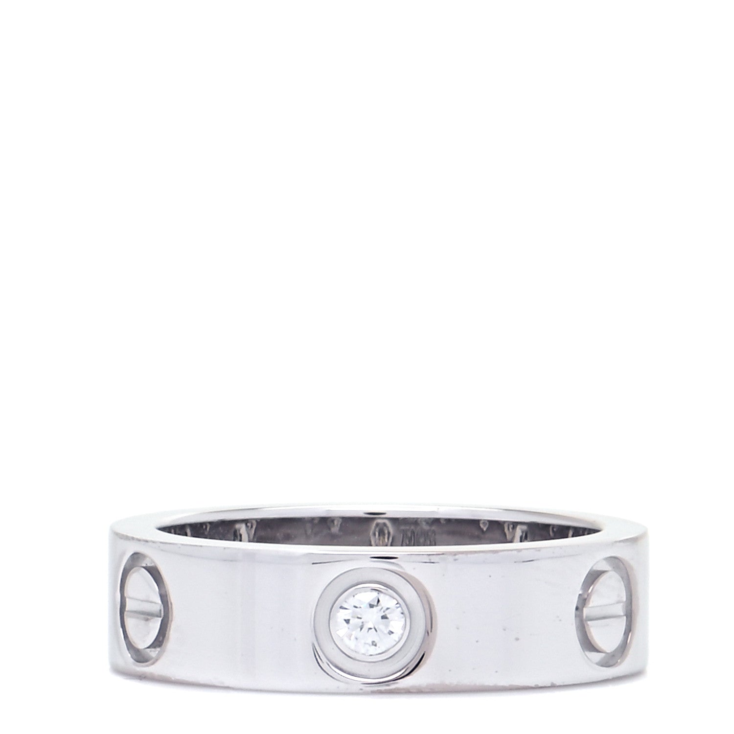 Cartier 18K White Gold 3 Diamond 5.5mm LOVE Ring 53 6.5 1 of 6