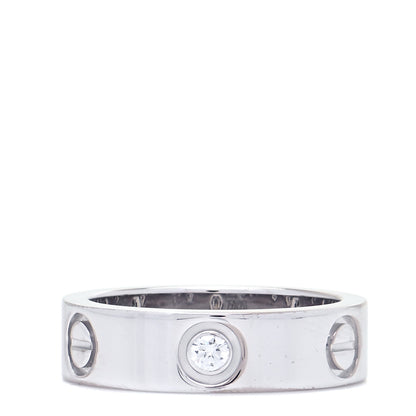 Cartier 18K White Gold 3 Diamond 5.5mm LOVE Ring 53 6.5 1 of 6