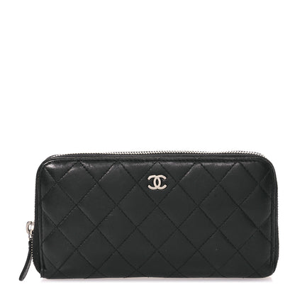 Chanel Lambskin Quilted Large Gusset Zip Around Wallet Black 1 of 11