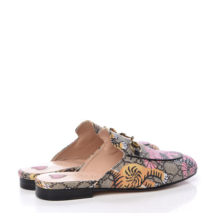 Gucci GG Supreme Monogram Bengal Womens Princetown Slippers 34 Beige Crop Pink 4 of 9