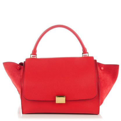 Celine Drummed Calfskin Suede Medium Trapeze Coquelicot 1 of 8