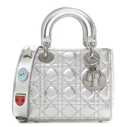 Christian Dior Metallic Grained Calfskin Cannage Small Lucky Badges My Lady Dior Silver 1 of 11