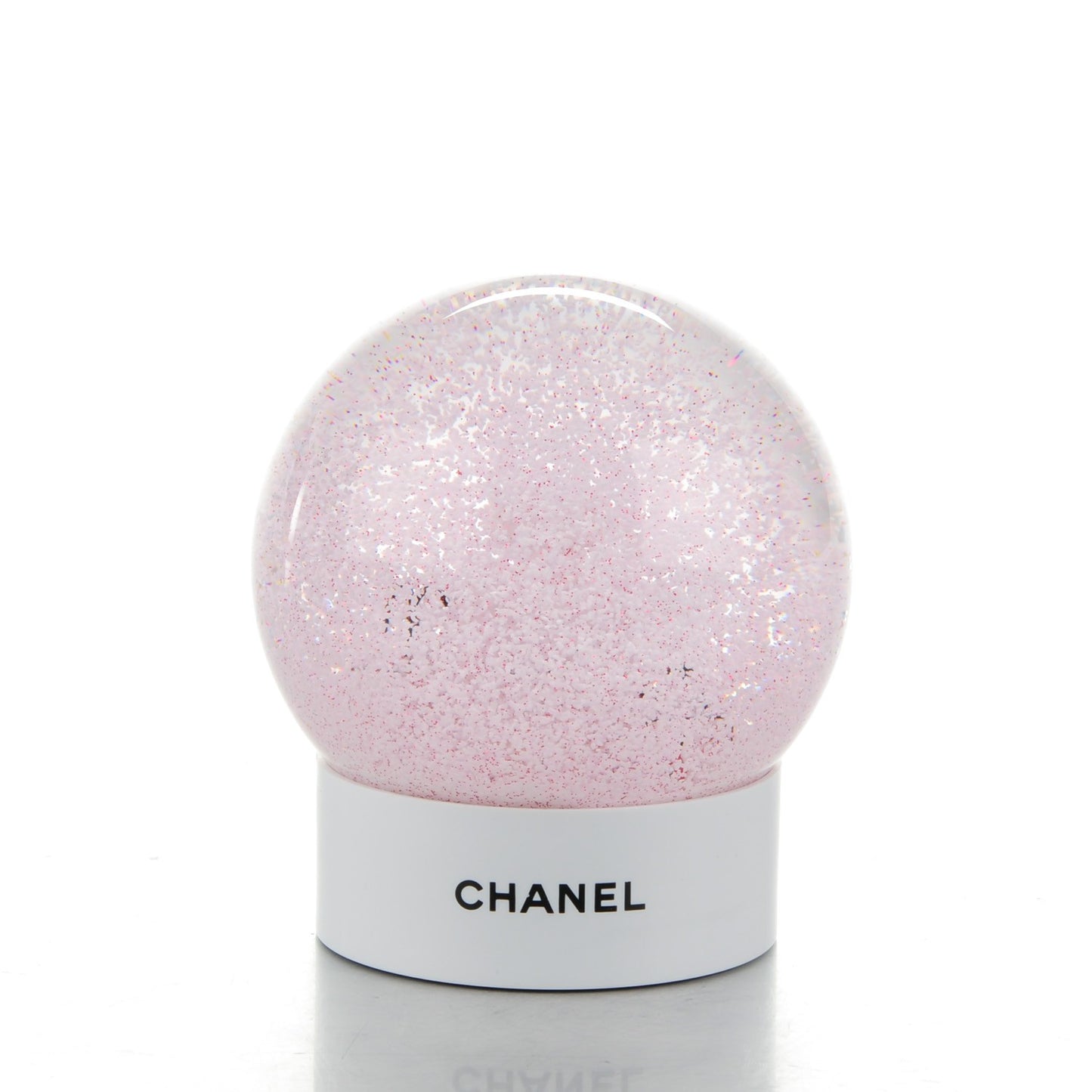 Glass N°5 Perfume Bottle Snow Globe Pink