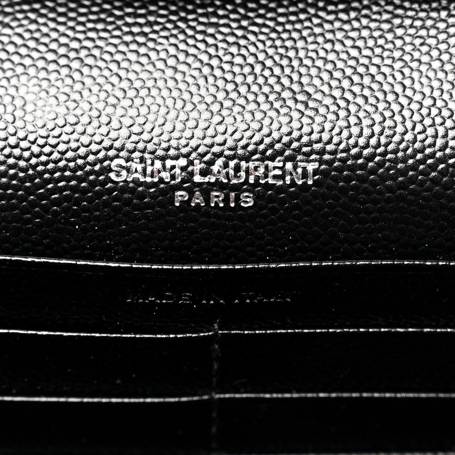 Saint Laurent Grain De Poudre Matelasse Chevron Monogram Chain Wallet Black 6 of 9